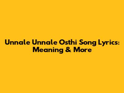 Unnale Unnale Osthi Song Lyrics: Meaning & More